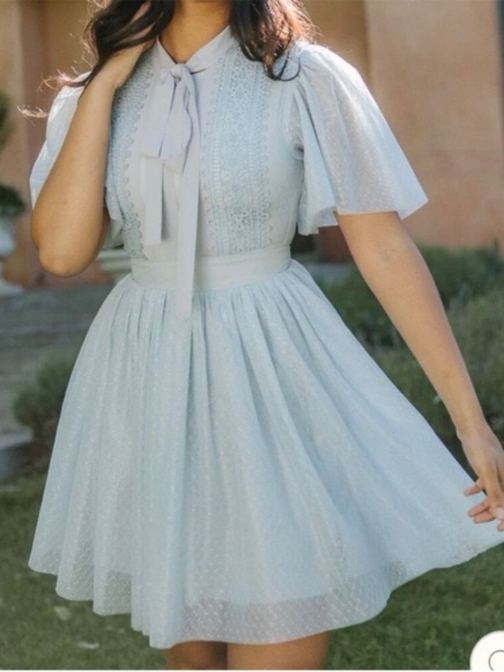 Ivy City Co Light Blue Kate Dress with Flutter Sleeves